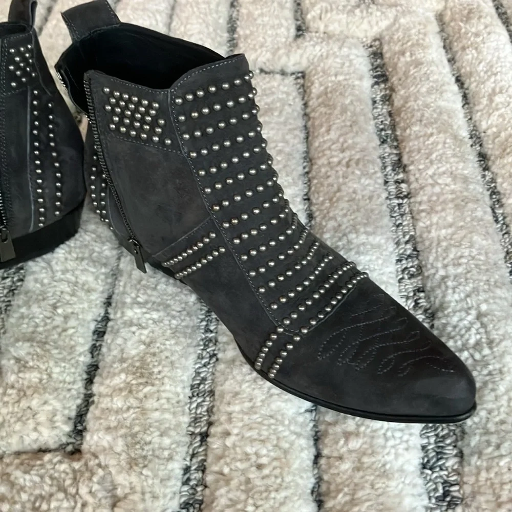 Anine Bing Women's Studded Grey Suede Ankle Boots